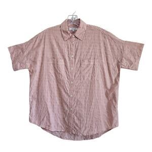 MADEWELL Women's XS Camp Shirt Oversized Striped Short Sleeve Cotton Bust 46"